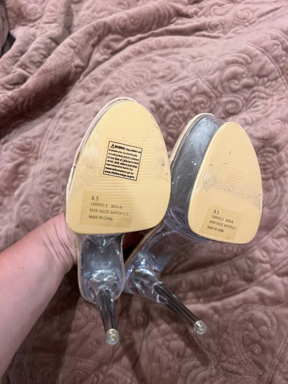 Fashion Nova Clear Platform Stiletto Mule with Nude Trim